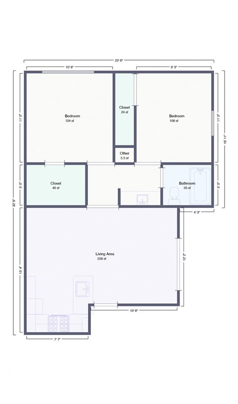 a floor plan of a small house at Oak Terrace Senior Apts, California